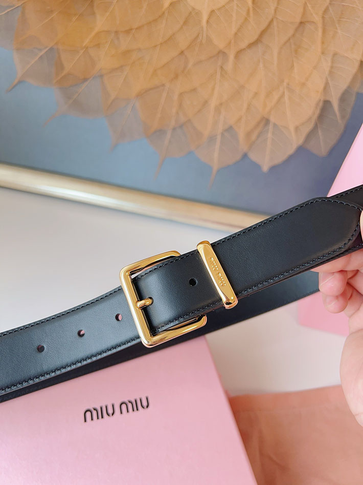 ミュウミュウ アウトレット 店舗 MiuMiu 35mm 本革 牛革 レザー ウエストベルト 細め カジュアル 2701994 Miumiu ベルト 安い - 画像 (3)