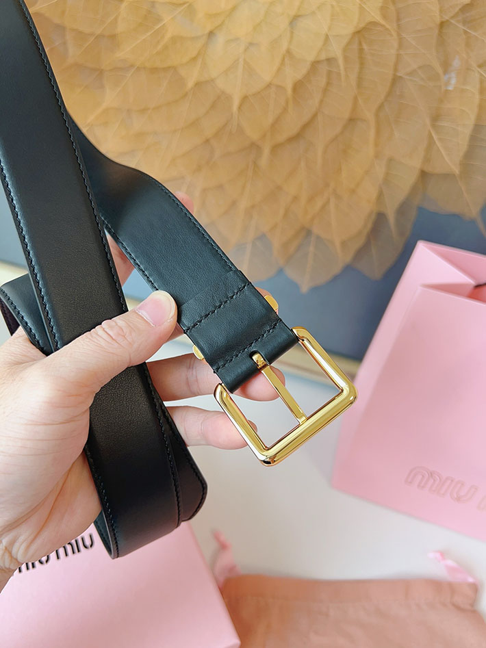 ミュウミュウ アウトレット 店舗 MiuMiu 35mm 本革 牛革 レザー ウエストベルト 細め カジュアル 2701994 Miumiu ベルト 安い - 画像 (2)