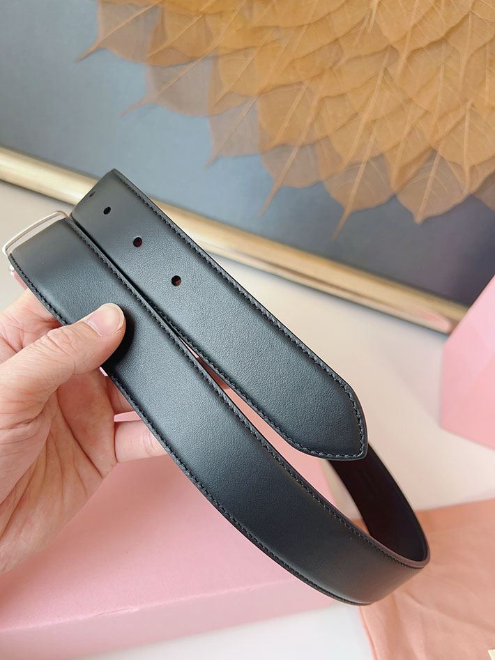 ミュウミュウ アウトレット 店舗 MiuMiu 35mm 本革 牛革 レザー ウエストベルト 細め カジュアル 2701995 Miumiu ベルト 新作 - 画像 (5)