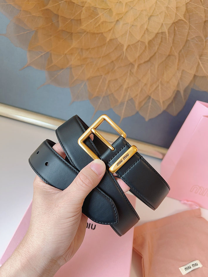ミュウミュウ アウトレット 店舗 MiuMiu 35mm 本革 牛革 レザー ウエストベルト 細め カジュアル 2701996 Miumiu ベルト 公式 - 画像 (8)
