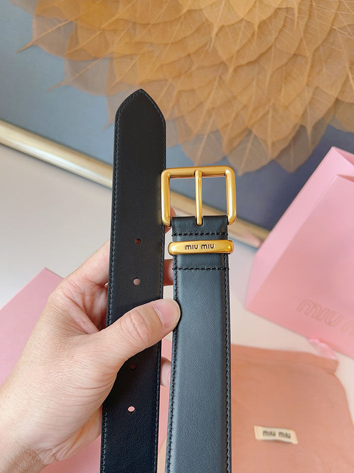 ミュウミュウ アウトレット 店舗 MiuMiu 35mm 本革 牛革 レザー ウエストベルト 細め カジュアル 2701996 Miumiu ベルト 公式 - 画像 (7)