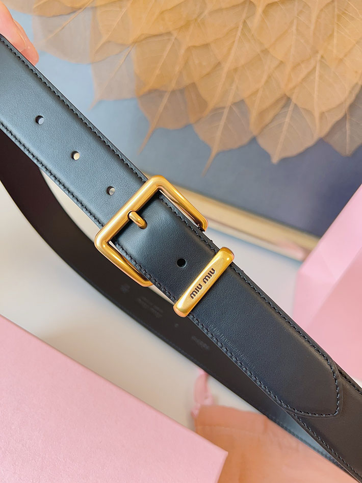 ミュウミュウ アウトレット 店舗 MiuMiu 35mm 本革 牛革 レザー ウエストベルト 細め カジュアル 2701996 Miumiu ベルト 公式 - 画像 (6)