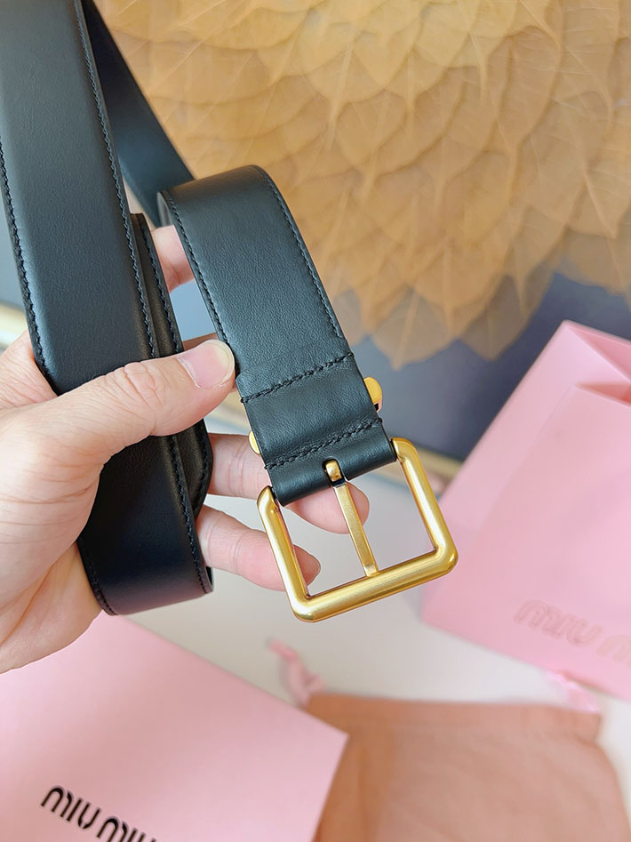 ミュウミュウ アウトレット 店舗 MiuMiu 35mm 本革 牛革 レザー ウエストベルト 細め カジュアル 2701996 Miumiu ベルト 公式 - 画像 (4)