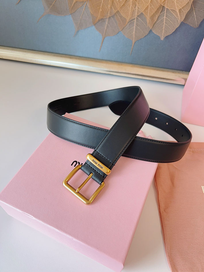 ミュウミュウ アウトレット 店舗 MiuMiu 35mm 本革 牛革 レザー ウエストベルト 細め カジュアル 2701996 Miumiu ベルト 公式 - 画像 (3)