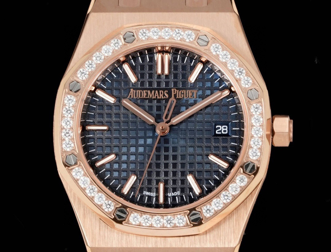 オーデマピゲスーパーコピー N級品通販オーデマ・ピゲ ロイヤルオーク レプリカ 34mm ブルー グランドタピスリー ダイヤモンド風 時計オーデマピゲ値段 - 画像 (2)