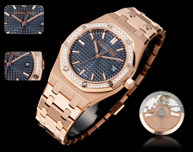 オーデマピゲスーパーコピー N級品通販オーデマ・ピゲ ロイヤルオーク レプリカ 34mm ブルー グランドタピスリー ダイヤモンド風 時計オーデマピゲ値段 - 画像 (3)