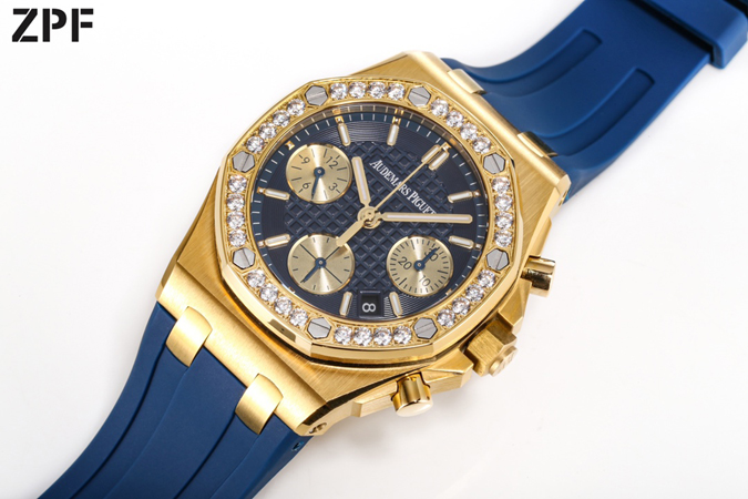 オーデマピゲスーパーコピー N級品通販オーデマ・ピゲ レプリカ 37mm ダイヤモンドベゼル ブルータピスリー ラバー オーデマピゲ 価格 - 画像 (5)