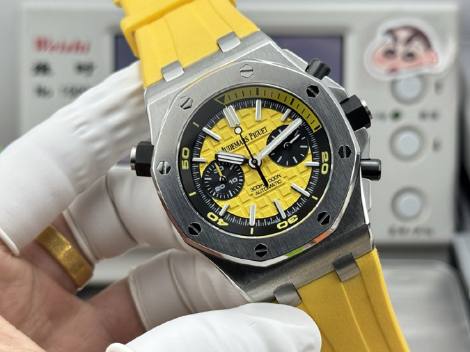 オーデマピゲスーパーコピー N級品通販 オーデマピゲ ロイヤルオーク オフショア イエロー ブラック ラバー クロノグラフ オーデマピゲ ロイヤルオーク 買取 - 画像 (2)