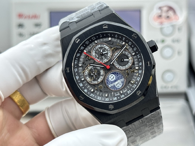 オーデマピゲスーパーコピー N級品通販AP ロイヤルオーク 26579 ブラックセラミック パーペチュアルカレンダー フルブラック 限定品 オーデマピゲ メンズ - 画像 (2)