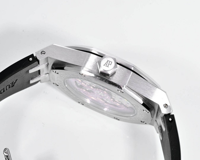 オーデマピゲスーパーコピー N級品通販AP ロイヤルオーク 15202 桜花粉ダイヤル ブラックラバー ジャンボ オーデマピゲ ロイヤルオーク クロノ - 画像 (5)