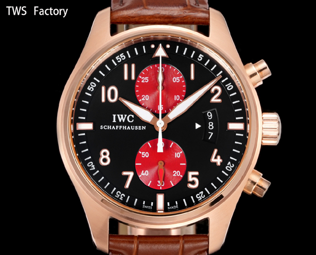 ブランド腕時計専門店 通販 IWC スピットファイア クロノ ローズゴールド ブラック×レッド 高級レプリカ時計 iwc 時計 パイロットウォッチ - 画像 (3)