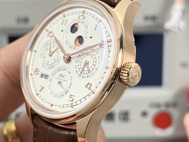 ブランド腕時計専門店 通販IWC ポルトギーゼ パーペチュアルカレンダー ローズゴールド風 シルバーダイヤル ブラウンベルト iwc 時計 レディース - 画像 (5)