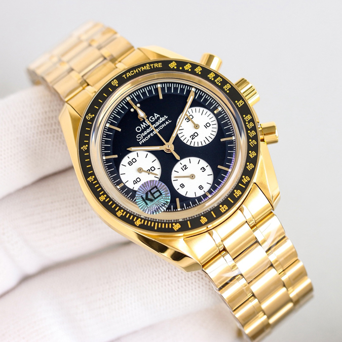 高級腕時計スーパーコピー オメガ OMEGA オメガ スピードマスター 18Kイエローゴールド ブレスレット 42mm 手巻き 黒文字盤 - 画像 (2)