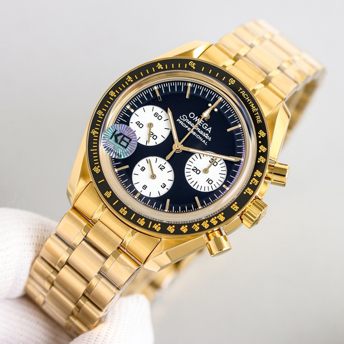 高級腕時計スーパーコピー オメガ OMEGA オメガ スピードマスター 18Kイエローゴールド ブレスレット 42mm 手巻き 黒文字盤 - 画像 (4)