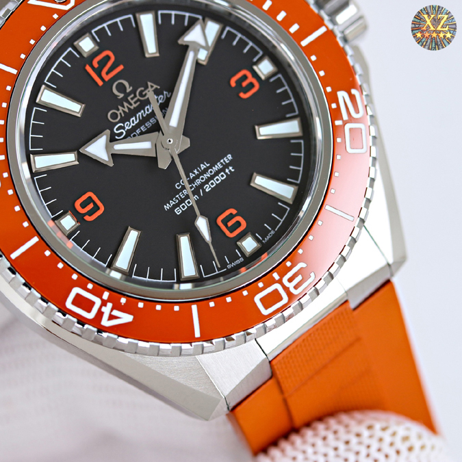 高級腕時計スーパーコピー オメガ OMEGA オメガ シーマスター プラネットオーシャン 600m 42mm オレンジベゼル ブラック文字盤 チタニウム ラバーストラップ メンズ 時計 オメガ 時計 安い - 画像 (2)