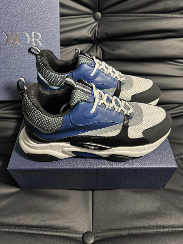 ブランド 靴 買取【ディオール】DIOR B22 スニーカー ダッドスニーカー ブルー ブラック グレー 厚底 メッシュ レザー パッチワーク オブリーク 柄 レース ディオール靴メンズ - 画像 (3)