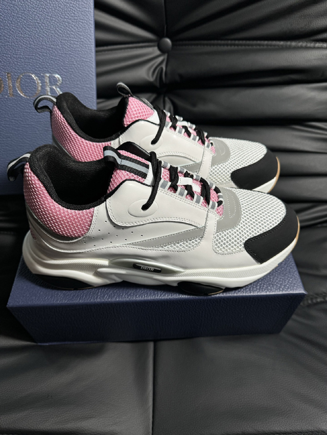 ブランド 靴 買取【ディオール】DIOR B22 スニーカー ダッドスニーカー ホワイト ピンク ブラック 厚底 ガムソール メッシュ レザー パッチワーク オブリーク 柄 レース メンズ レディース シューズ ディオール靴サイズ - 画像 (2)