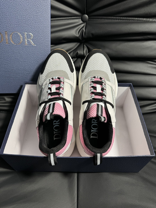 ブランド 靴 買取【ディオール】DIOR B22 スニーカー ダッドスニーカー ホワイト ピンク ブラック 厚底 ガムソール メッシュ レザー パッチワーク オブリーク 柄 レース メンズ レディース シューズ ディオール靴サイズ - 画像 (3)