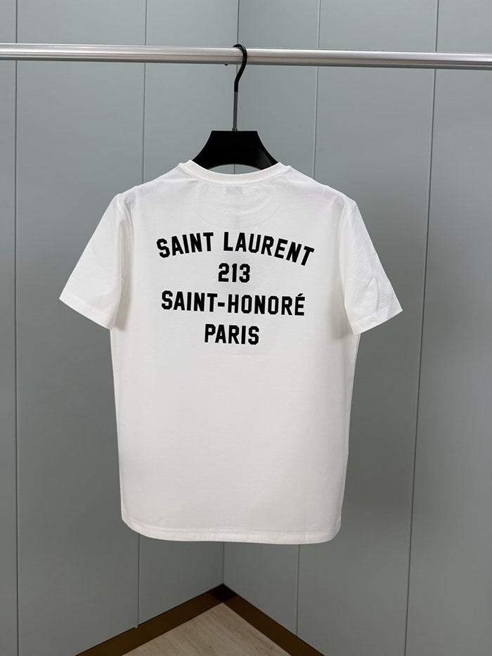 超人気 サンローランスーパーコピー 専門店 ZEGNA シルケット綿 SS26 パリ・アドレス・プリント・ロゴ 半袖Tシャツ JP26020107Z サン ローラン Tシャツ 公式 - 画像 (2)