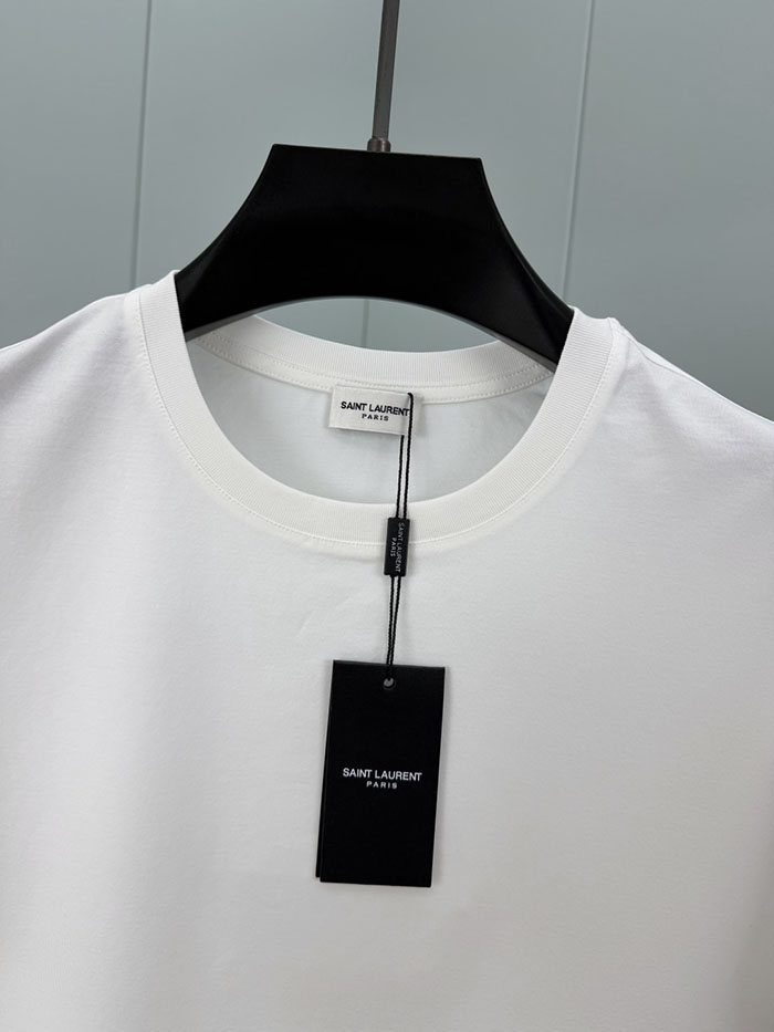 超人気 サンローランスーパーコピー 専門店 ZEGNA シルケット綿 SS26 パリ・アドレス・プリント・ロゴ 半袖Tシャツ JP26020107Z サン ローラン Tシャツ 公式 - 画像 (6)