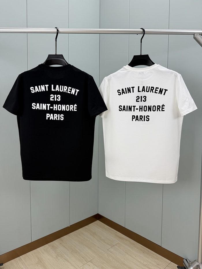 超人気 サンローランスーパーコピー 専門店 ZEGNA シルケット綿 SS26 パリ・アドレス・プリント・ロゴ 半袖Tシャツ JP26020107Z サン ローラン Tシャツ 公式 - 画像 (3)
