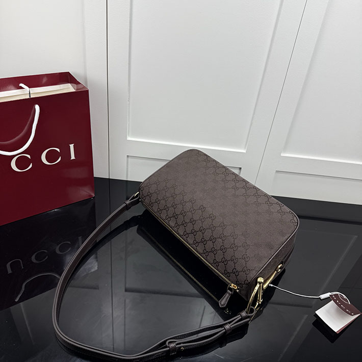 グッチ バッグ アウトレット 店舗 GUCCI ハーフ ホースビット ミディアム ショルダーバッグ ダークブラウン 860787 FAFV2 2140 GUCCI バッグ 新作 - 画像 (6)