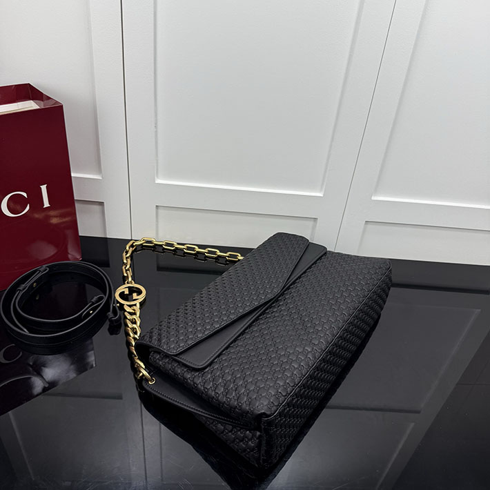 グッチ バッグ アウトレット 店舗 GUCCI GGパターン ラージ スエード GG ショルダーバッグ ブラック 857362 AAF1I 1000 グッチ バッグ 革 - 画像 (6)