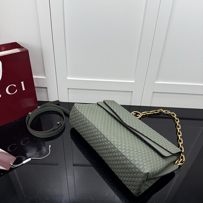 グッチ バッグ アウトレット 店舗 GUCCI GGパターン ラージ スエード GG ショルダーバッグ グリーン 857362 AAF1I 3403 グッチ バッグ 値段 - 画像 (6)