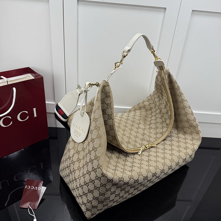 グッチ バッグ アウトレット 店舗 GUCCI GGキャンバス ホーボーショルダーバッグ ベージュ A00B49 FAFV9 9664 グッチ ホーボーバッグ - 画像 (9)