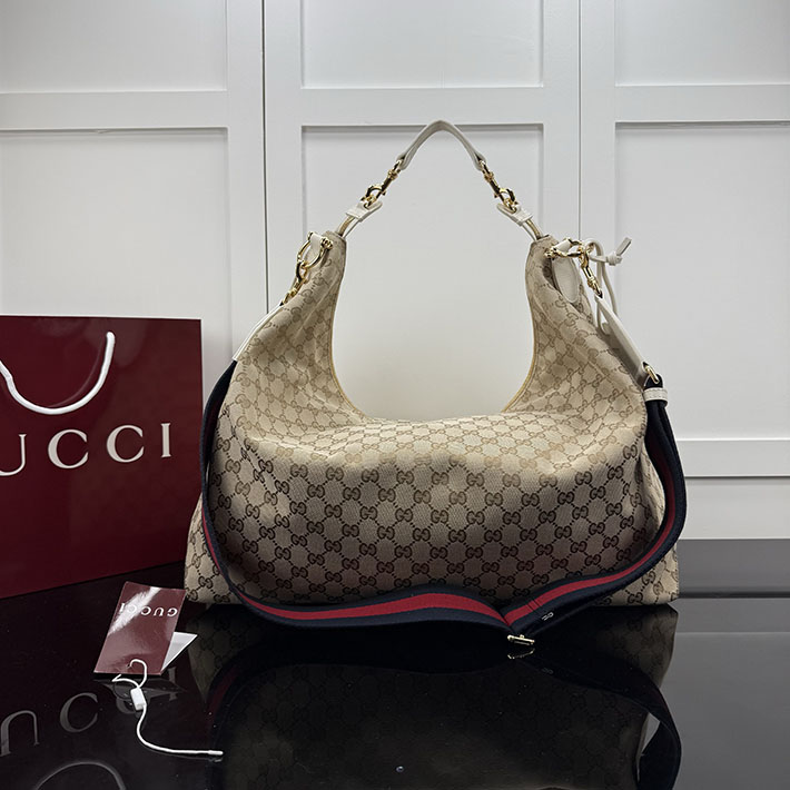 グッチ バッグ アウトレット 店舗 GUCCI GGキャンバス ホーボーショルダーバッグ ベージュ A00B49 FAFV9 9664 グッチ ホーボーバッグ - 画像 (8)