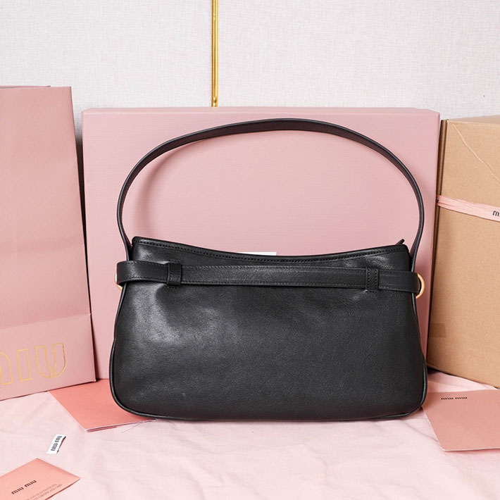 ミュウミュウ バッグ アウトレット 店舗 MiuMiu アバンチュール ナッパレザー バッグ レギュラー ブラック 5BC182_2BBL_F0002 miumiu バッグ 黒 - 画像 (8)